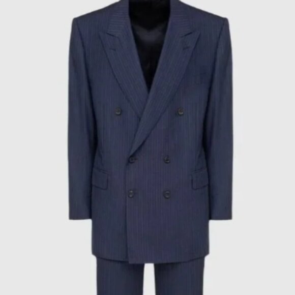 Canali for Guy La Ferrera Double-Breasted Pinstripe Sport coat-Navy– 56IT(US46L) - Picture 2 of 12